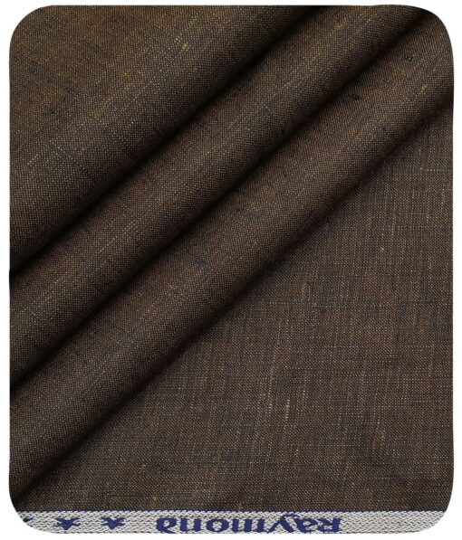 Raymond Men's Dark Brown 100% Pure Linen Self Unstitched Suiting Fabric - Image 5