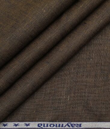 Raymond Men's Dark Brown 100% Pure Linen Self Unstitched Suiting Fabric (3 Meter)