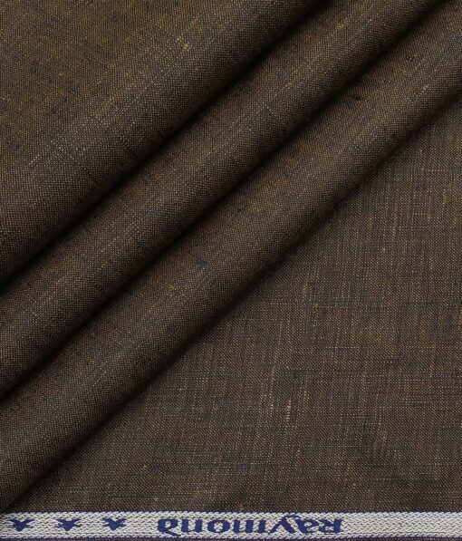 Raymond Men's Dark Brown 100% Pure Linen Self Unstitched Suiting Fabric (3 Meter)