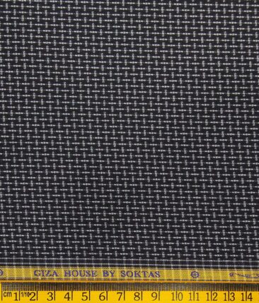 Soktas Men's Black 100% Egyptian Cotton Grey Structured Shirt Fabric (1.60 M)