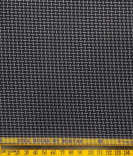Soktas Men's Black 100% Egyptian Cotton Grey Structured Shirt Fabric (1.60 M)