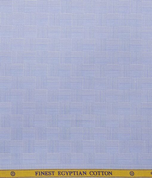 Soktas Men's Sky Blue 100% Egyptian Cotton 2 Ply Super 120's Self Checks Shirt Fabric (1.60 M)