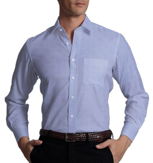 Soktas Men's Sky Blue 100% Egyptian Cotton 2 Ply Super 120's Self Checks Shirt Fabric (1.60 M)