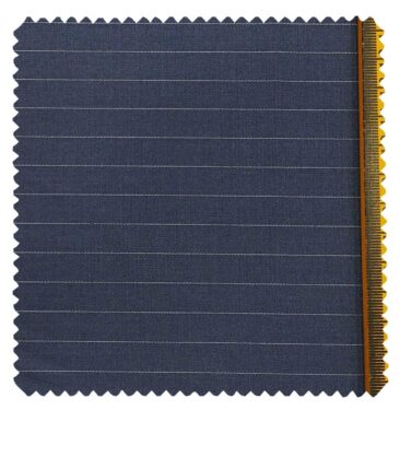 Raymond Aegean Blue Polyester Viscose White Pin Stripes Unstitched Suiting Fabric - 3.75 Meter