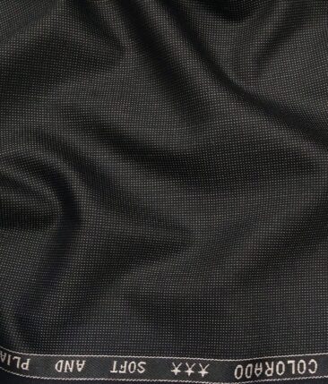 Raymond Black Polyester Viscose Grey Structured Unstitched Suiting Fabric - 3.75 Meter