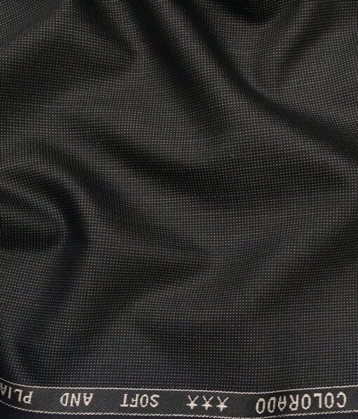 Raymond Black Polyester Viscose Grey Structured Unstitched Suiting Fabric - 3.75 Meter