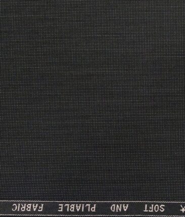 Raymond Black Polyester Viscose Grey Structured Unstitched Suiting Fabric - 3.75 Meter