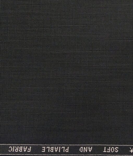Raymond Black Polyester Viscose Grey Structured Unstitched Suiting Fabric - 3.75 Meter