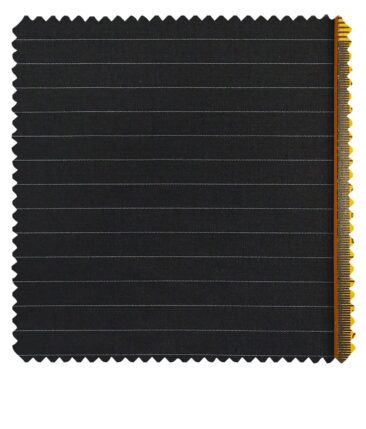 Raymond Black Polyester Viscose White Pin Stripes Unstitched Suiting Fabric - 3.75 Meter