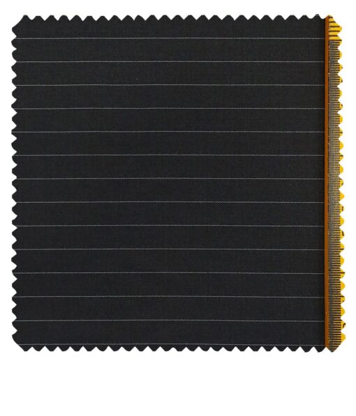 Raymond Black Polyester Viscose White Pin Stripes Unstitched Suiting Fabric - 3.75 Meter