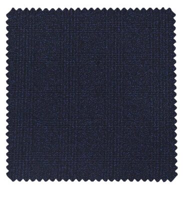 Raymond Dark Blue Polyester Viscose Self Broad Checks Unstitched Suiting Fabric - 3.75 Meter