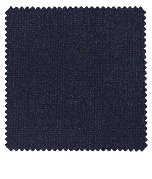 Raymond Dark Blue Polyester Viscose Self Broad Checks Unstitched Suiting Fabric - 3.75 Meter