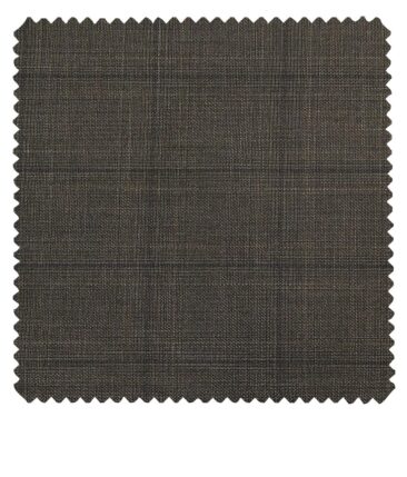 Raymond Dark Brown Polyester Viscose Self Black Checks Unstitched Suiting Fabric - 3.75 Meter