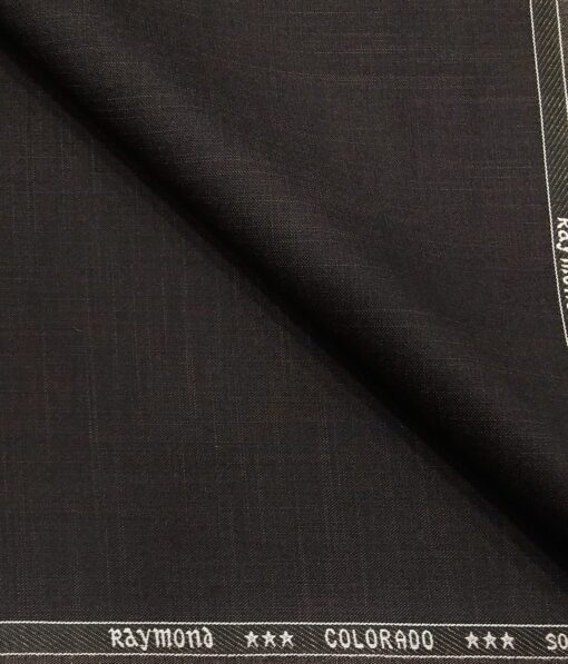 Raymond Dark Brown Polyester Viscose Self Design Unstitched Suiting Fabric - 3.75 Meter
