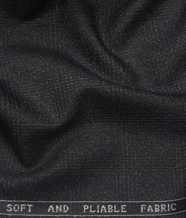 Raymond Dark Grey Polyester Viscose Self Broad Checks Unstitched Suiting Fabric - 3.75 Meter