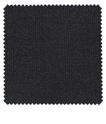 Raymond Dark Grey Polyester Viscose Self Broad Checks Unstitched Suiting Fabric - 3.75 Meter
