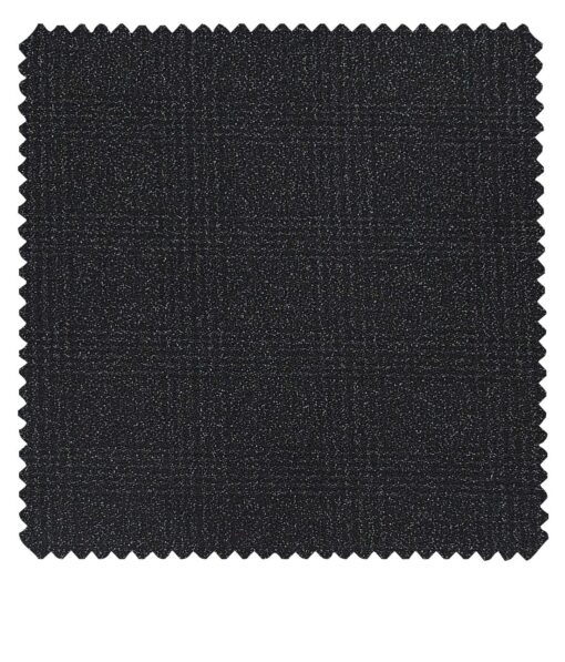 Raymond Dark Grey Polyester Viscose Self Broad Checks Unstitched Suiting Fabric - 3.75 Meter