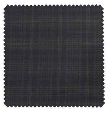 Raymond Dark Grey Polyester Viscose Broad Self Checks Unstitched Suiting Fabric - 3.75 Meter