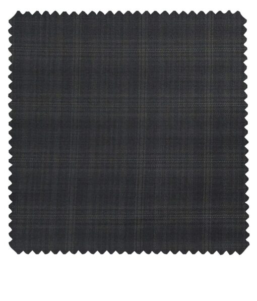 Raymond Dark Grey Polyester Viscose Broad Self Checks Unstitched Suiting Fabric - 3.75 Meter