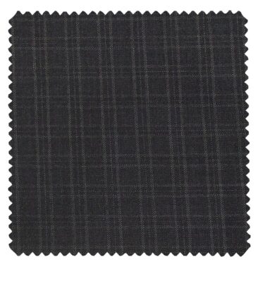 Raymond Dark Grey Polyester Viscose Self Checks Unstitched Suiting Fabric - 3.75 Meter