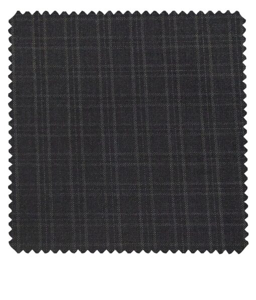 Raymond Dark Grey Polyester Viscose Self Checks Unstitched Suiting Fabric - 3.75 Meter