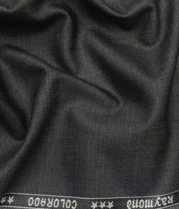 Raymond Dark Grey Polyester Viscose Self Design Unstitched Suiting Fabric - 3.75 Meter
