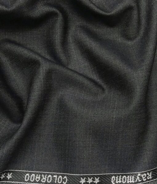 Raymond Dark Grey Polyester Viscose Self Design Unstitched Suiting Fabric - 3.75 Meter