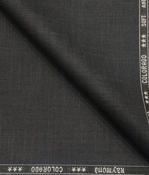Raymond Dark Grey Polyester Viscose Self Design Unstitched Suiting Fabric - 3.75 Meter