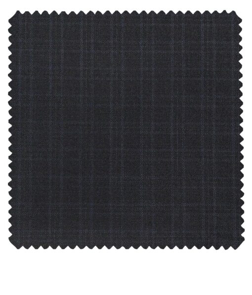 Raymond Dark Navy Blue Polyester Viscose Self Checks Unstitched Suiting Fabric - 3.75 Meter