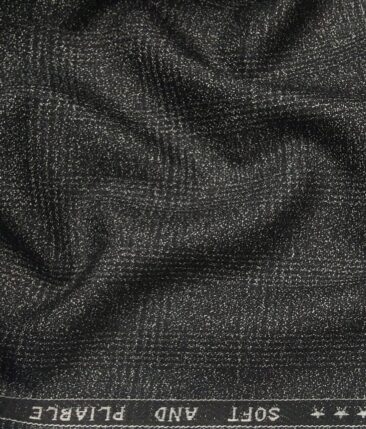 Raymond Grey Polyester Viscose Broad Self Checks Unstitched Suiting Fabric - 3.75 Meter