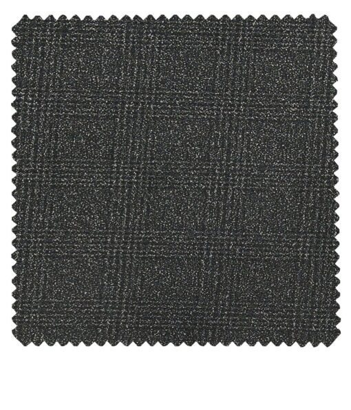 Raymond Grey Polyester Viscose Broad Self Checks Unstitched Suiting Fabric - 3.75 Meter