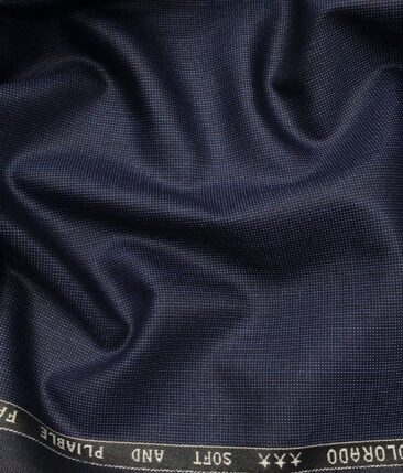 Raymond Royal Blue Polyester Viscose Structured Unstitched Suiting Fabric - 3.75 Meter