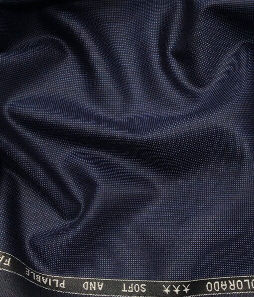 Raymond Royal Blue Polyester Viscose Structured Unstitched Suiting Fabric - 3.75 Meter