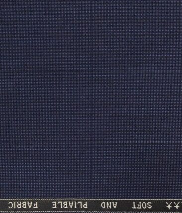 Raymond Royal Blue Polyester Viscose Structured Unstitched Suiting Fabric - 3.75 Meter
