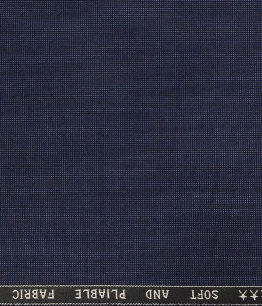 Raymond Royal Blue Polyester Viscose Structured Unstitched Suiting Fabric - 3.75 Meter
