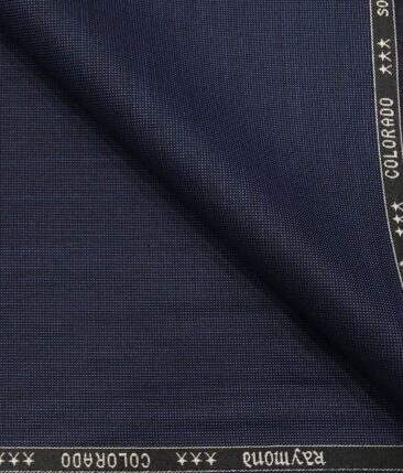 Raymond Royal Blue Polyester Viscose Structured Unstitched Suiting Fabric - 3.75 Meter