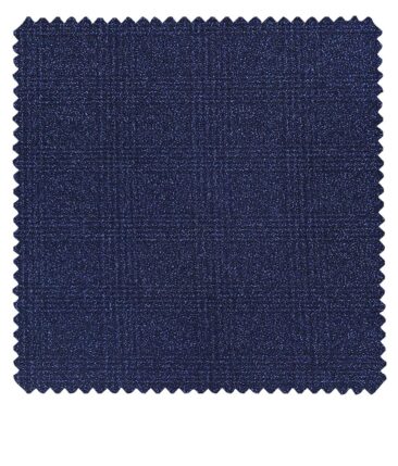 Raymond Royal Blue Polyester Viscose Self Broad Checks Unstitched Suiting Fabric - 3.75 Meter
