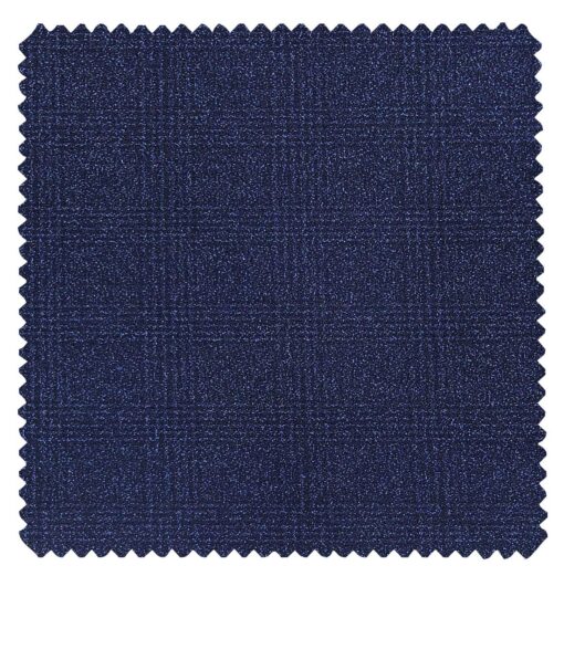 Raymond Royal Blue Polyester Viscose Self Broad Checks Unstitched Suiting Fabric - 3.75 Meter