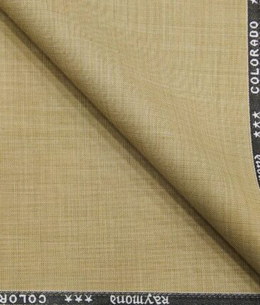 Raymond Sand Castle Beige Polyester Viscose Self Design Unstitched Suiting Fabric - 3.75 Meter