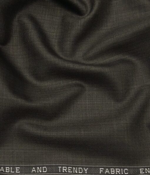 Raymond Dark Bown Polyester Viscose Self Design Unstitched Suiting Fabric - 3.75 Meter