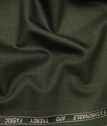 Raymond Dark Seaweed Green Polyester Viscose Self Design Unstitched Suiting Fabric - 3.75 Meter