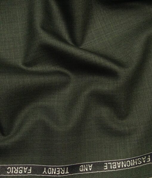 Raymond Dark Seaweed Green Polyester Viscose Self Design Unstitched Suiting Fabric - 3.75 Meter