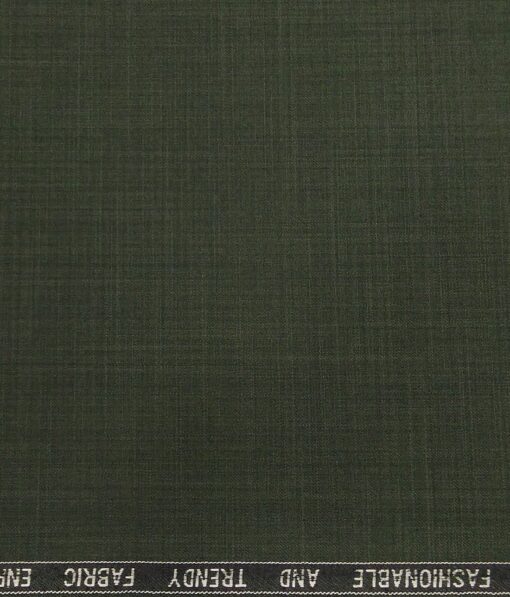 Raymond Dark Seaweed Green Polyester Viscose Self Design Unstitched Suiting Fabric - 3.75 Meter