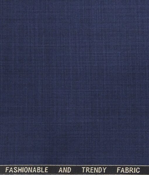 Raymond Royal Blue Polyester Viscose Self Design Unstitched Suiting Fabric - 3.75 Meter