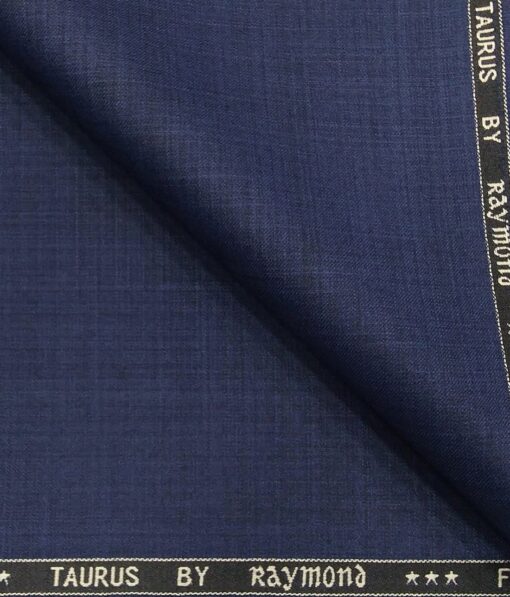 Raymond Royal Blue Polyester Viscose Self Design Unstitched Suiting Fabric - 3.75 Meter