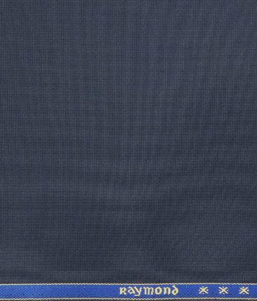 Raymond Aegan Blue Polyester Viscose Self Structured Unstitched Suiting Fabric - 3.75 Meter