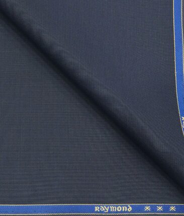 Raymond Aegan Blue Polyester Viscose Self Structured Unstitched Suiting Fabric - 3.75 Meter