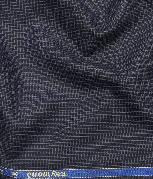 Raymond Blue Polyester Viscose Structured Unstitched Suiting Fabric- 3.75 Meter