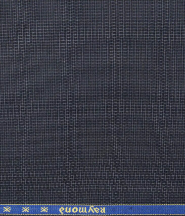 Raymond Blue Polyester Viscose Structured Unstitched Suiting Fabric- 3.75 Meter
