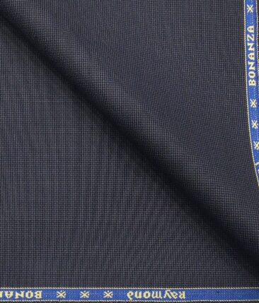 Raymond Blue Polyester Viscose Structured Unstitched Suiting Fabric- 3.75 Meter